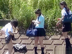 Uniformed Asian Sluts Pee Outdoors