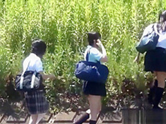 Uniformed Asian Sluts Pee Outdoors