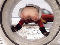 Girls Pissing Compilation: Piss From Behind - In Public By Cars