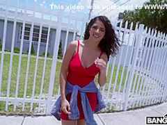 Frisky teen brunette got down and dirty with a stranger, in the back of his van