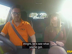 Chubby blonde with big tits, Madison Stuart is using her driving lessons to get a casual fuck