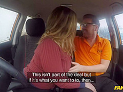 Chubby blonde with big tits, Madison Stuart is using her driving lessons to get a casual fuck