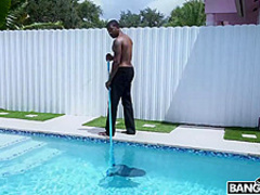 Britt James is a big titted, blonde lady who likes to ride a big, black cock
