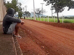 Curvaceous brunette is sucking a strangers dick outdoors and getting fucked very hard, in return