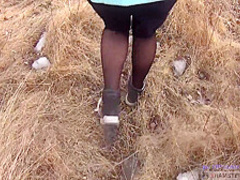 Anya Queen - A Prostitute In Pantyhose Works In The Forest. She Loves Sex In Nature