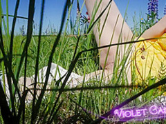 She Teases You With Her Ass, For Which She Was Fucked Hard In The Flowering Meadow Violet Candle