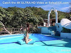 Tattooed Latina getting Freaky by the Pool - Salsaxxx