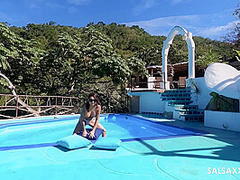 Tattooed Latina getting Freaky by the Pool - Salsaxxx
