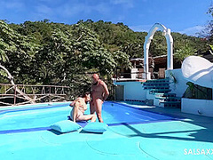 Tattooed Latina getting Freaky by the Pool - Salsaxxx