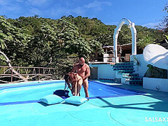 Tattooed Latina getting Freaky by the Pool - Salsaxxx