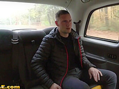 Bosomy bigass babe in black stockings fucked in cab outdoor