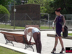 Public 3some fucked slut facial jizzed by big cock fellows