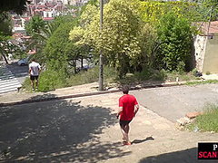Public whipped suspension bondage slut deepthroats outdoor