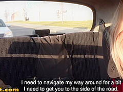 Lesbian cab driver MILF toys and rims babe client outdoor