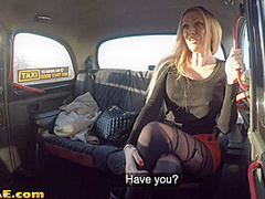 Lesbian cab driver MILF toys and rims babe client outdoor