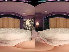 Slim brunette hottie rides her sex toys in virtual reality