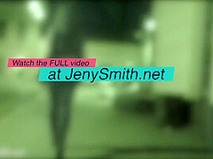 Jeny Smith goes in a club with simless transparent leggings. Teasing a stranger in public place