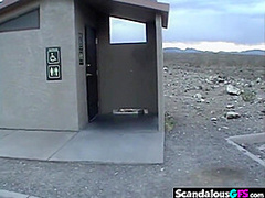 Hot Couple Blowjob in Public Toilet closeup view