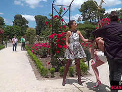 BDSM naked babe public whipped and exposed outdoor