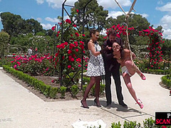 BDSM naked babe public whipped and exposed outdoor