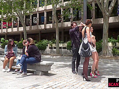 BDSM naked babe public whipped and exposed outdoor