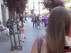 Naked slut public exposed and humiliated outdoor by domina