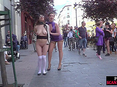 Naked slut public exposed and humiliated outdoor by domina