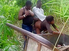Black Power Man And Black Power Ladies Doing It In An Uncompleted And Bush 6 Min