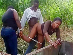 Black Power Man And Black Power Ladies Doing It In An Uncompleted And Bush 6 Min