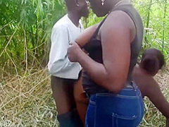 Black Power Man And Black Power Ladies Doing It In An Uncompleted And Bush 6 Min