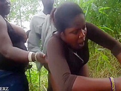 Black Power Man And Black Power Ladies Doing It In An Uncompleted And Bush 6 Min