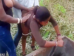 Black Power Man And Black Power Ladies Doing It In An Uncompleted And Bush 6 Min