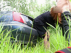 Redhead Beauty Sucked Fellow Traveler And Let Herself Cum In The Ass!