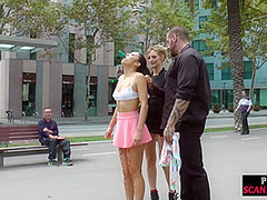 Outdoor naked exposed babe group public fucked in hair salon