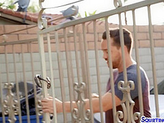 Squirting bigass babe fucked in pussy outdoor in doggystyle