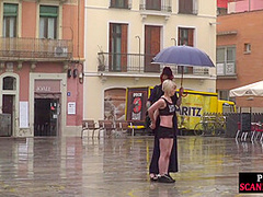 Female servant whipped outdoor by redhead femdom lady
