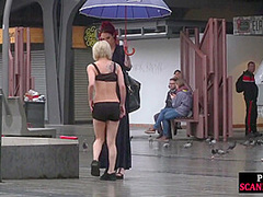 Female servant whipped outdoor by redhead femdom lady