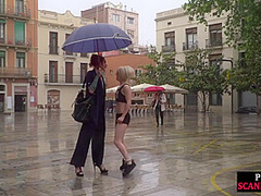 Female servant whipped outdoor by redhead femdom lady