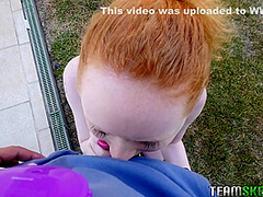 Ruby Red In Red Is Happy In This Pov Scene With A Black Man