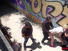 Shameless 3some slut public assfucked outdoor and facialized