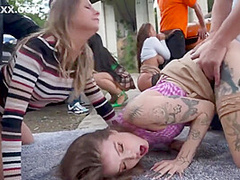 Hot Orgy With Depraved Chicks Right On The Street - Eden Ivy, Rebecca Volpetti And Steve Q