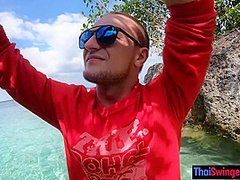 Thai amateur girlfriend sex on a deserted island in the middle of the ocean