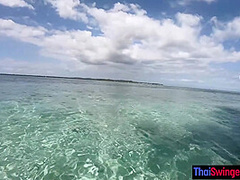 Thai amateur girlfriend sex on a deserted island in the middle of the ocean