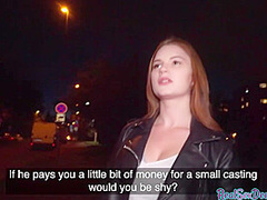 Redhead babe with big boobs POV drilled outdoor 4 cash