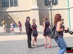 Rimming and deepthroating sluts in public group sex