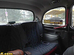 Ebony skinny babe rides taxi driver in taxi outdoor