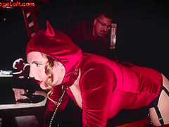 BDSM Ebony and IR slut fucked in public upper loft group sex