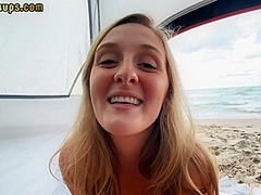 Reality footfetish babe POV fucked on beach after footjob