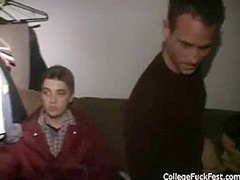 Schoolgirl getting fucked while others watch