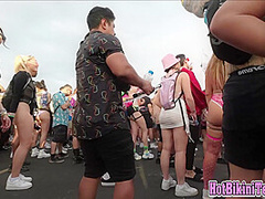 Hot big ass asian raver girl shaking her big ass cheeks at rave festival